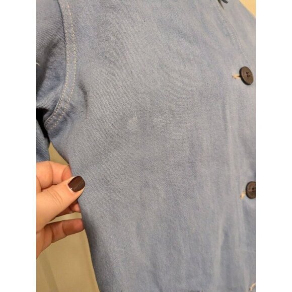 Denim & Company Women Size Medium Long Light Wash Denim Cotton Coat - Picture 5 of 10